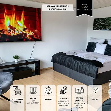 Relaxapartment Massagesessel, Kueche, Balkon, * Schoenwald im Schwarzwald