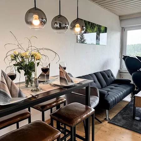 Relaxapartment Massagesessel, Kueche, Balkon, Apartment Schoenwald im Schwarzwald